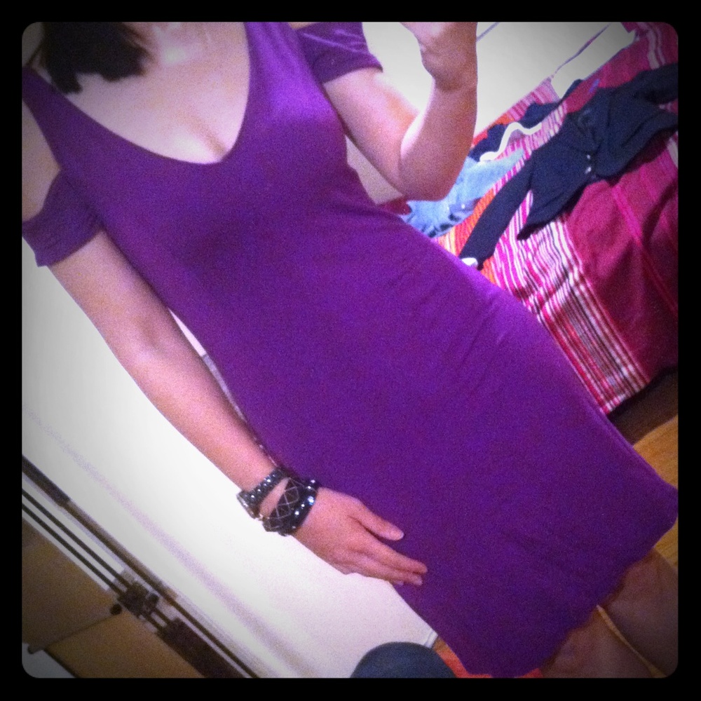 Ella Moss coldshoulder dress-dark purple